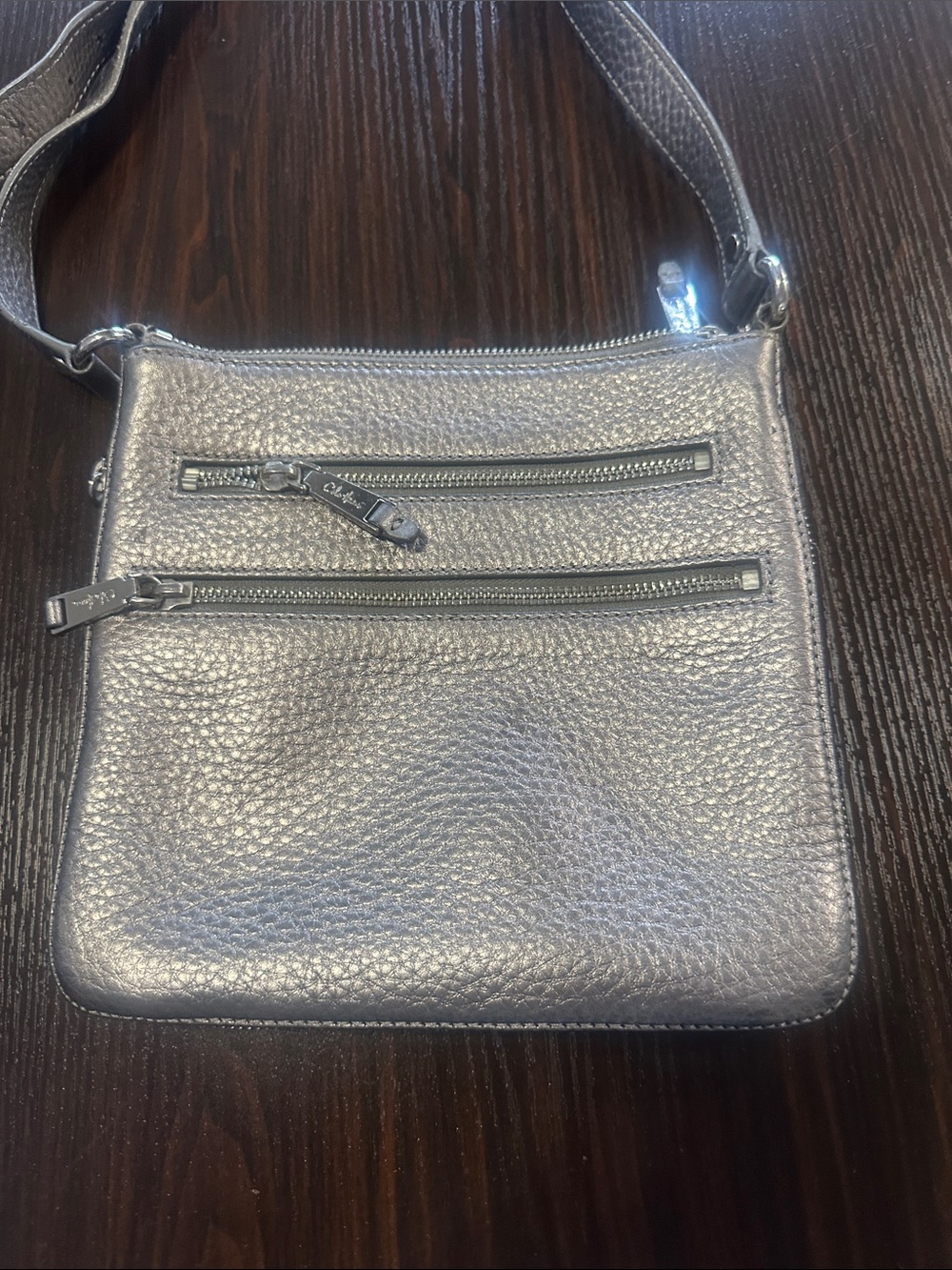 Cole Haan Leather Crossbody Bag in Metallic Silver - Picture 3 of 7